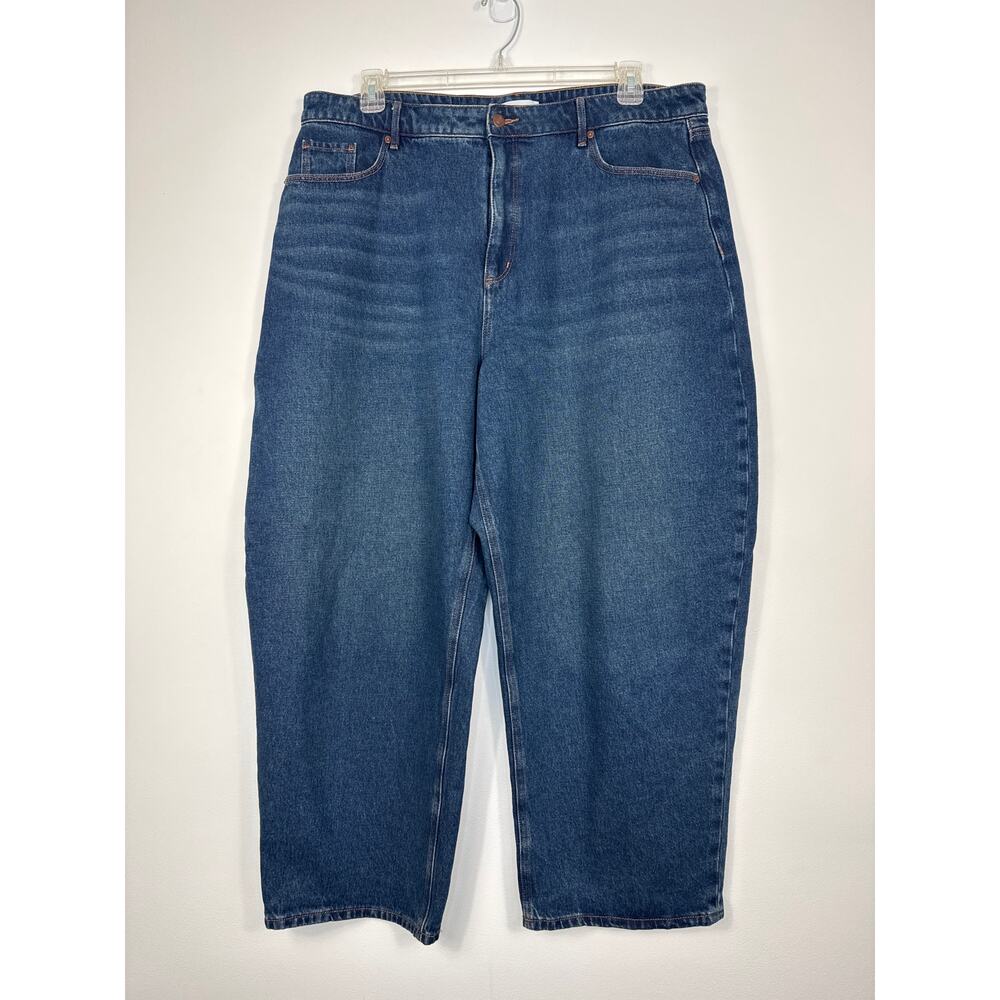 Loft The Barrel Jeans Blue Tapered Hem Cotton Women's Casual Everyday Size 34/18